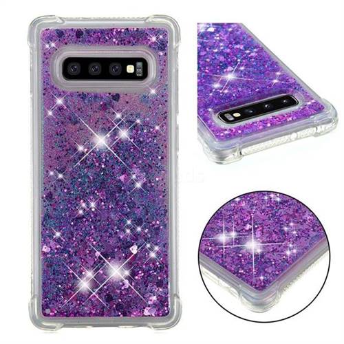 Dynamic Liquid Glitter Sand Quicksand Star TPU Case for Samsung Galaxy S10 Plus(6.4 inch) - Purple
