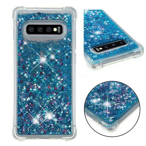 Dynamic Liquid Glitter Sand Quicksand TPU Case for Samsung Galaxy S10 Plus(6.4 inch) - Blue Love Heart