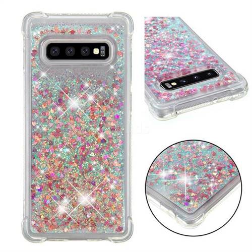 Dynamic Liquid Glitter Sand Quicksand TPU Case for Samsung Galaxy S10 Plus(6.4 inch) - Rose Gold Love Heart