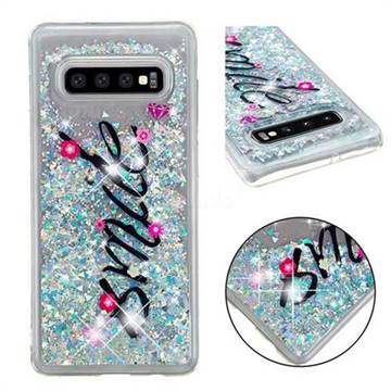Smile Flower Dynamic Liquid Glitter Quicksand Soft TPU Case for Samsung Galaxy S10 Plus(6.4 inch)