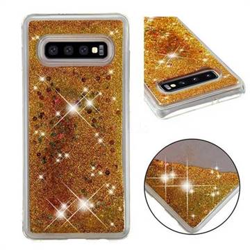 Dynamic Liquid Glitter Quicksand Sequins TPU Phone Case for Samsung Galaxy S10 Plus(6.4 inch) - Golden