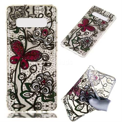 Butterfly Flowers Super Clear Soft TPU Back Cover for Samsung Galaxy S10 Plus(6.4 inch)