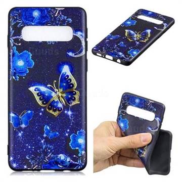Phnom Penh Butterfly 3D Embossed Relief Black TPU Cell Phone Back Cover for Samsung Galaxy S10 Plus(6.4 inch)