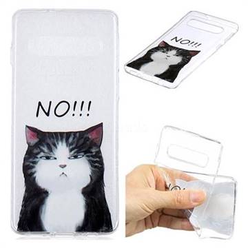 Cat Say No Clear Varnish Soft Phone Back Cover for Samsung Galaxy S10 Plus(6.4 inch)