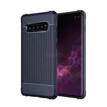 Luxury Shockproof Rubik Cube Texture Silicone TPU Back Cover for Samsung Galaxy S10 Plus(6.4 inch) - Blue