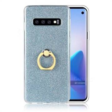 Luxury Soft TPU Glitter Back Ring Cover with 360 Rotate Finger Holder Buckle for Samsung Galaxy S10 Plus(6.4 inch) - Blue
