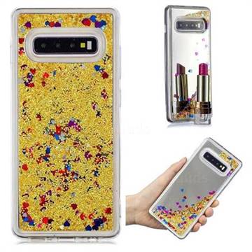 Glitter Sand Mirror Quicksand Dynamic Liquid Star TPU Case for Samsung Galaxy S10 Plus(6.4 inch) - Yellow