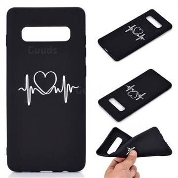 Heart Radio Wave Chalk Drawing Matte Black TPU Phone Cover for Samsung Galaxy S10 Plus(6.4 inch)