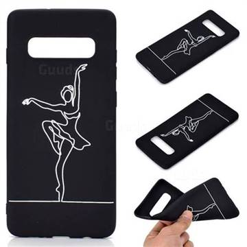 Dancer Chalk Drawing Matte Black TPU Phone Cover for Samsung Galaxy S10 Plus(6.4 inch)