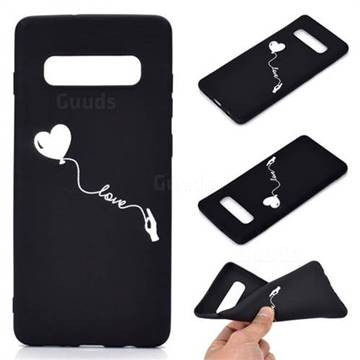 Heart Balloon Chalk Drawing Matte Black TPU Phone Cover for Samsung Galaxy S10 Plus(6.4 inch)