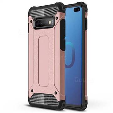 King Kong Armor Premium Shockproof Dual Layer Rugged Hard Cover for Samsung Galaxy S10 Plus(6.4 inch) - Rose Gold