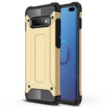King Kong Armor Premium Shockproof Dual Layer Rugged Hard Cover for Samsung Galaxy S10 Plus(6.4 inch) - Champagne Gold