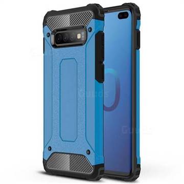 King Kong Armor Premium Shockproof Dual Layer Rugged Hard Cover for Samsung Galaxy S10 Plus(6.4 inch) - Sky Blue