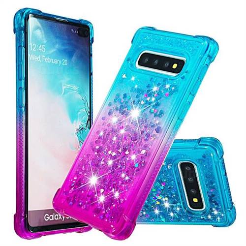 Rainbow Gradient Liquid Glitter Quicksand Sequins Phone Case for Samsung Galaxy S10 Plus(6.4 inch) - Blue Purple