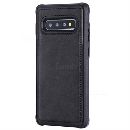 Luxury Shatter-resistant Leather Coated Phone Back Cover for Samsung Galaxy S10 Plus(6.4 inch) - Black