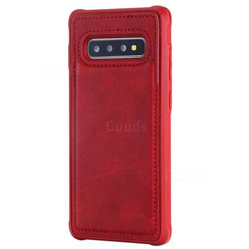 Luxury Shatter-resistant Leather Coated Phone Back Cover for Samsung Galaxy S10 Plus(6.4 inch) - Red