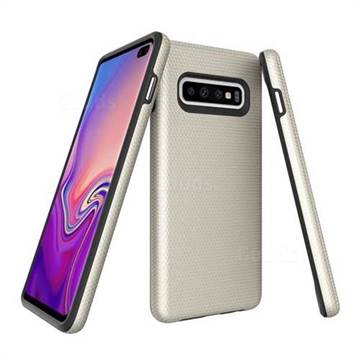 Triangle Texture Shockproof Hybrid Rugged Armor Defender Phone Case for Samsung Galaxy S10 Plus(6.4 inch) - Golden