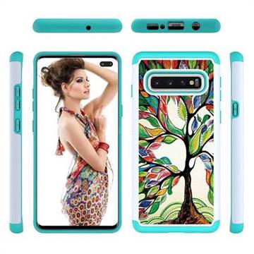 Multicolored Tree Shock Absorbing Hybrid Defender Rugged Phone Case Cover for Samsung Galaxy S10 Plus(6.4 inch)