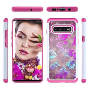 peony Flower Shock Absorbing Hybrid Defender Rugged Phone Case Cover for Samsung Galaxy S10 Plus(6.4 inch)