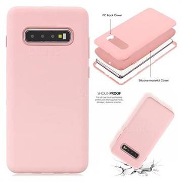 Matte PC + Silicone Shockproof Phone Back Cover Case for Samsung Galaxy S10 Plus(6.4 inch) - Pink
