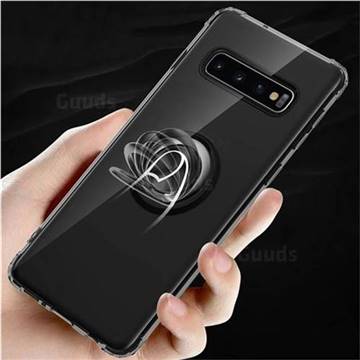 Anti-fall Invisible Press Bounce Ring Holder Phone Cover for Samsung Galaxy S10 Plus(6.4 inch) - Elegant Black