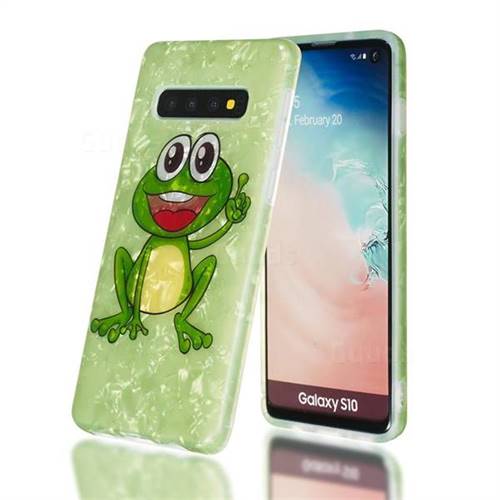 Smile Frog Shell Pattern Clear Bumper Glossy Rubber Silicone Phone Case for Samsung Galaxy S10 Plus(6.4 inch)