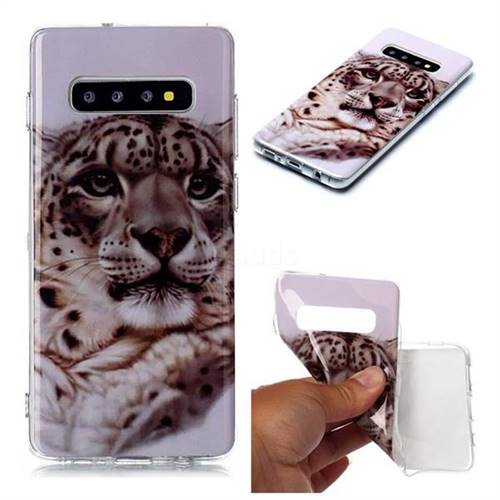 White Leopard Soft TPU Cell Phone Back Cover for Samsung Galaxy S10 Plus(6.4 inch)