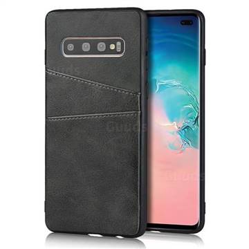 Simple Calf Card Slots Mobile Phone Back Cover for Samsung Galaxy S10 Plus(6.4 inch) - Black