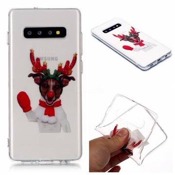 Red Gloves Elk Super Clear Soft TPU Back Cover for Samsung Galaxy S10 Plus(6.4 inch)