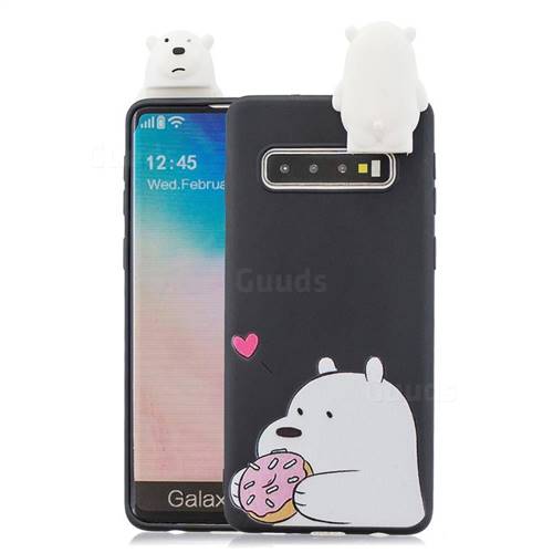Big White Bear Soft 3D Climbing Doll Stand Soft Case for Samsung Galaxy S10 Plus(6.4 inch)