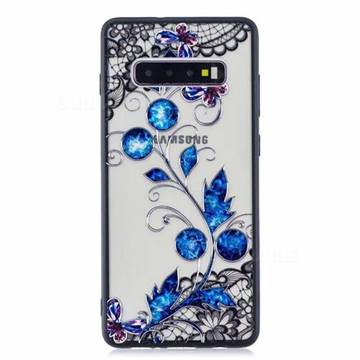 Butterfly Lace Diamond Flower Soft TPU Back Cover for Samsung Galaxy S10 Plus(6.4 inch)
