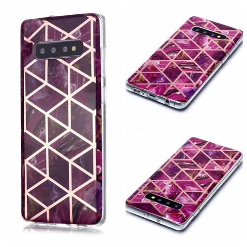 Purple Rhombus Galvanized Rose Gold Marble Phone Back Cover for Samsung Galaxy S10 Plus(6.4 inch)