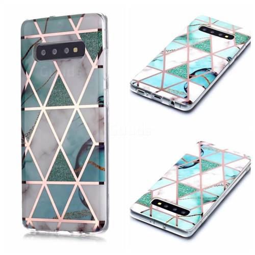 Green White Galvanized Rose Gold Marble Phone Back Cover for Samsung Galaxy S10 Plus(6.4 inch)