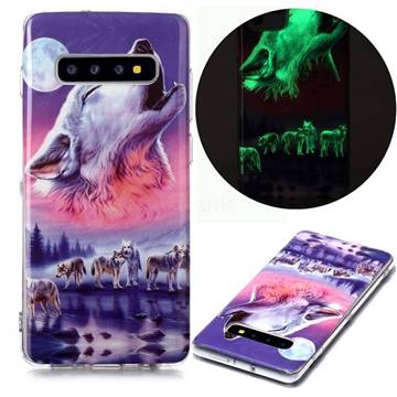Wolf Howling Noctilucent Soft TPU Back Cover for Samsung Galaxy S10 Plus(6.4 inch)