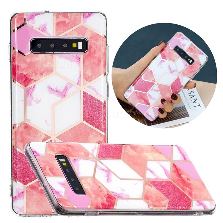 Cherry Glitter Painted Marble Electroplating Protective Case for Samsung Galaxy S10 Plus(6.4 inch)