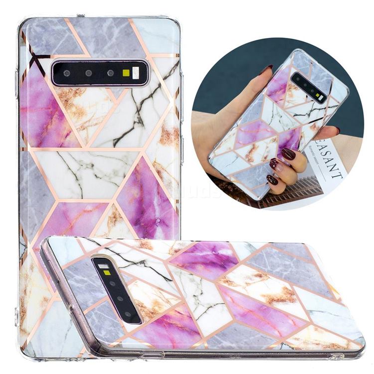 Purple and White Painted Marble Electroplating Protective Case for Samsung Galaxy S10 Plus(6.4 inch)