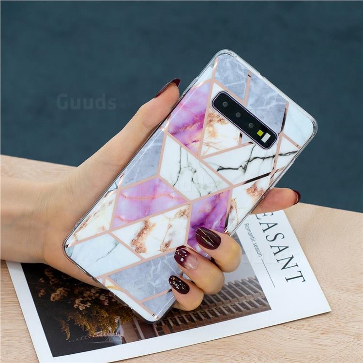 Pink Protective Samsung S10 Plus Glitter Case Purple And White