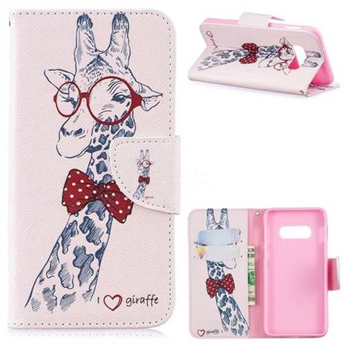 Glasses Giraffe Leather Wallet Case for Samsung Galaxy S10 Plus(6.4 inch)