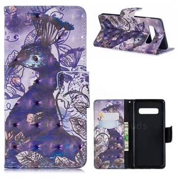 Purple Peacock 3D Painted Leather Wallet Phone Case for Samsung Galaxy S10 Plus(6.4 inch)