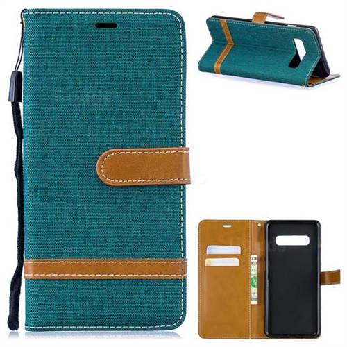 Jeans Cowboy Denim Leather Wallet Case for Samsung Galaxy S10 Plus(6.4 inch) - Green