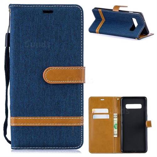 Jeans Cowboy Denim Leather Wallet Case for Samsung Galaxy S10 Plus(6.4 inch) - Dark Blue