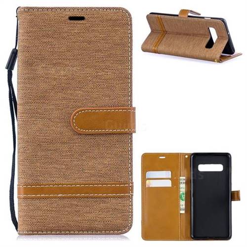 Jeans Cowboy Denim Leather Wallet Case for Samsung Galaxy S10 Plus(6.4 inch) - Brown