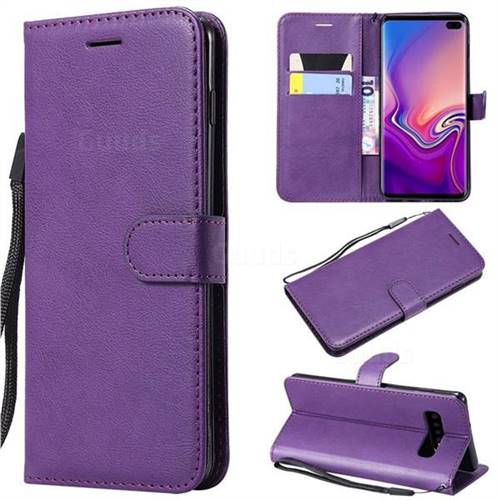 Retro Greek Classic Smooth PU Leather Wallet Phone Case for Samsung Galaxy S10 Plus(6.4 inch) - Purple