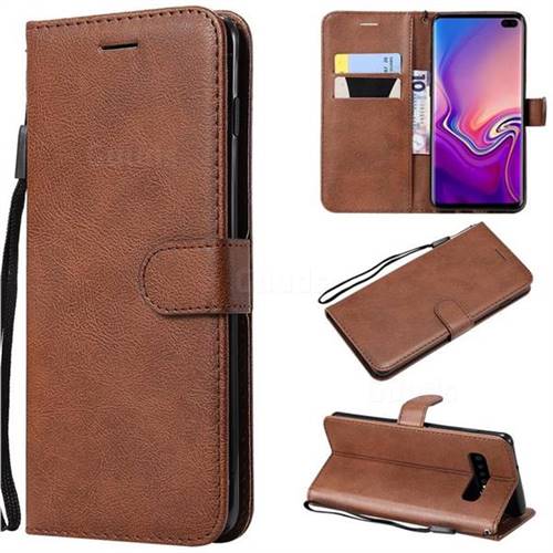 Retro Greek Classic Smooth PU Leather Wallet Phone Case for Samsung Galaxy S10 Plus(6.4 inch) - Brown