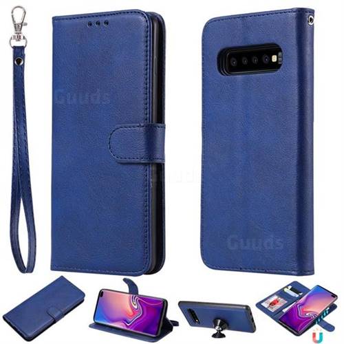 Retro Greek Detachable Magnetic PU Leather Wallet Phone Case for Samsung Galaxy S10 Plus(6.4 inch) - Blue