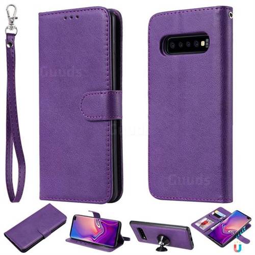 Retro Greek Detachable Magnetic PU Leather Wallet Phone Case for Samsung Galaxy S10 Plus(6.4 inch) - Purple