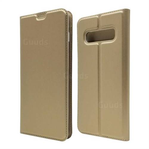 Ultra Slim Card Magnetic Automatic Suction Leather Wallet Case for Samsung Galaxy S10 Plus(6.4 inch) - Champagne