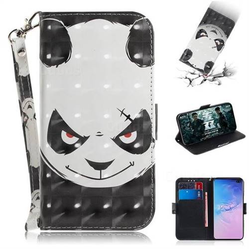 Angry Bear 3D Painted Leather Wallet Phone Case for Samsung Galaxy S10 Plus(6.4 inch)