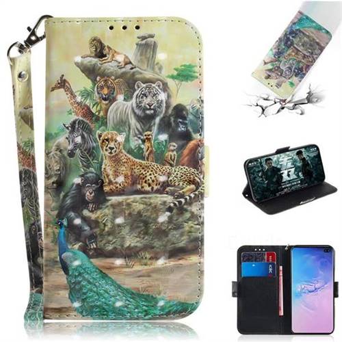 Beast Zoo 3D Painted Leather Wallet Phone Case for Samsung Galaxy S10 Plus(6.4 inch)