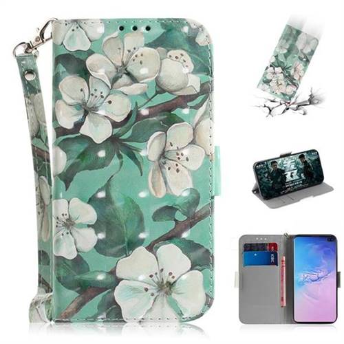Watercolor Flower 3D Painted Leather Wallet Phone Case for Samsung Galaxy S10 Plus(6.4 inch)